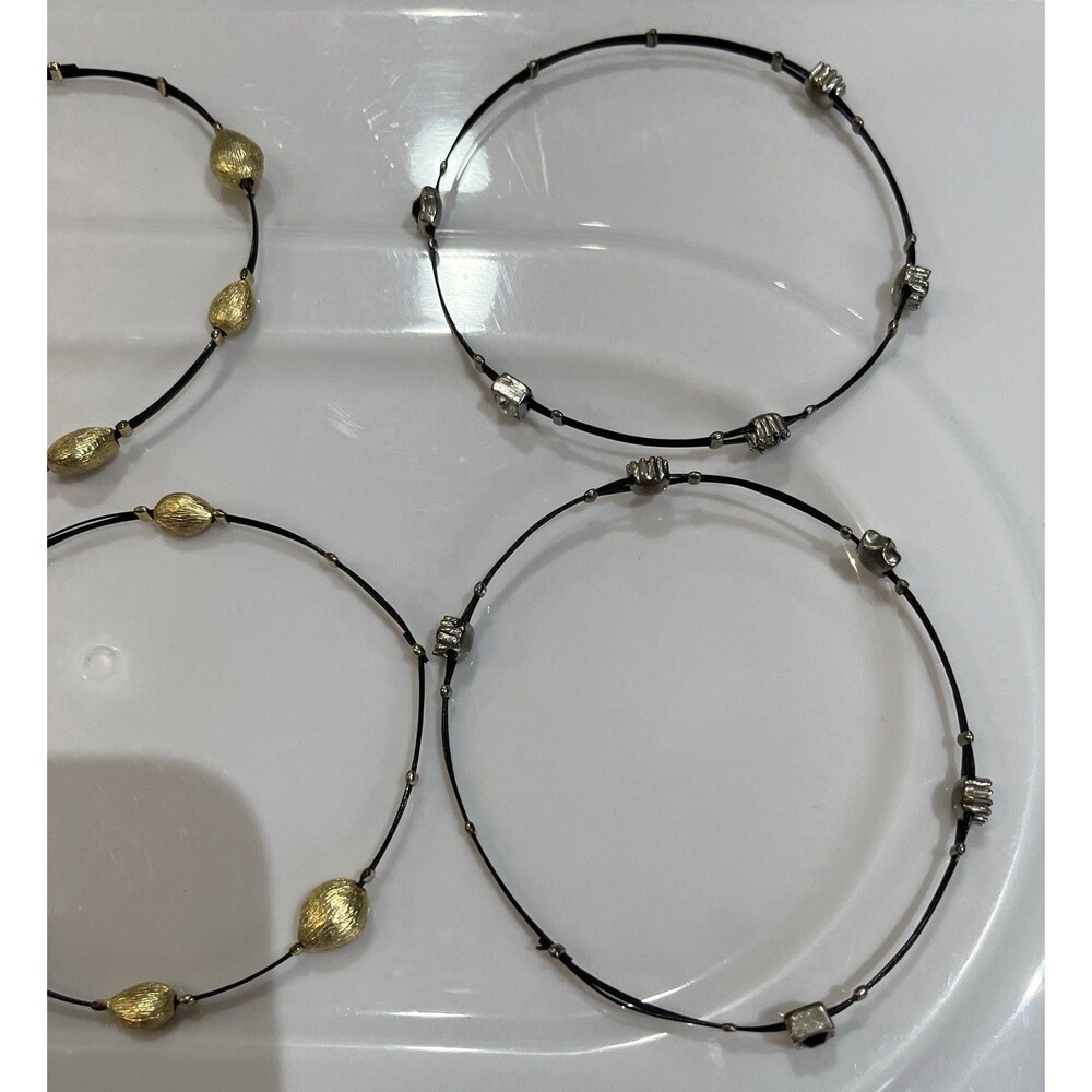Gold and Rhinestone Black Bangle Lot Whimsygoth Punk Biker - Picture 4 of 7